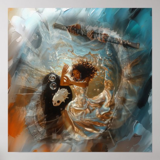 Poster Robe Argent Prêtesse Witchy AI Art Matte Value (Devant)