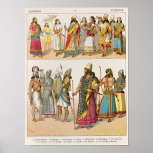 Poster Robe assyrienne, de 'Trachten der Voelker', 1864