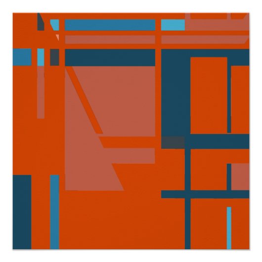Poster Robe bleu turquoise sur Bright Orange MCM Look (Devant)