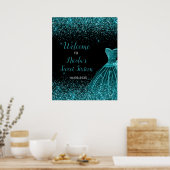 Poster Robe bleue turquoise Faux Parties scintillant Swee (Cuisine)