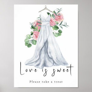 Poster Robe d'aquarelle avec des fleurs - amour doux