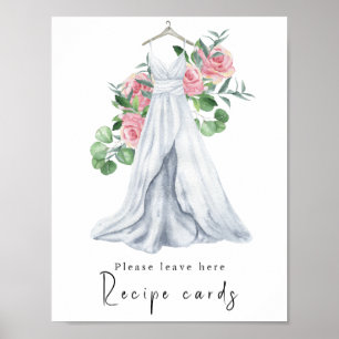 Poster Robe d'aquarelle avec fleurs - cartes de recettes