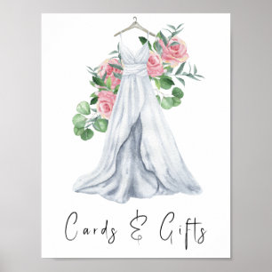 Poster Robe d'aquarelle avec fleurs - cartes et cadeaux