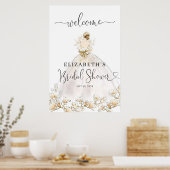 Poster Robe de mariée blonde Fleurs Bienvenue Enterrement (Cuisine)