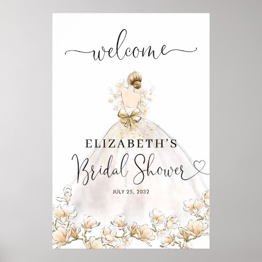 Poster Robe de mariée blonde Fleurs Bienvenue Enterrement (Devant)