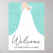 Poster Robe de Mariée Réception de Mariage Turquoise Bien (Devant)