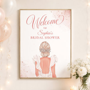 Poster Robe de mariée rose poudrée Bienvenue à la soirée