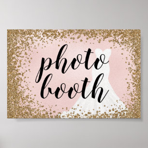 Poster Robe de mariée scintillante rosissant Photomaton d