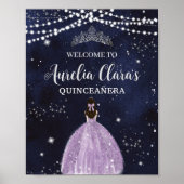 Poster Robe de nuit rose Lilac Robe Argent Quinceañera (Devant)
