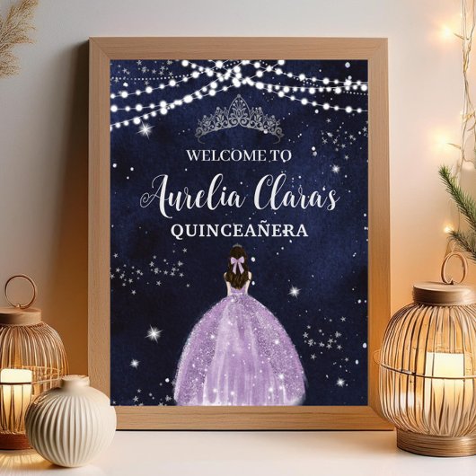 Poster Robe de nuit rose Lilac Robe Argent Quinceañera