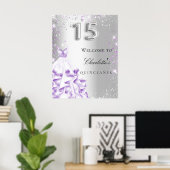 Poster Robe de parties scintillant violet argent Quincean (Bureau à domicile)