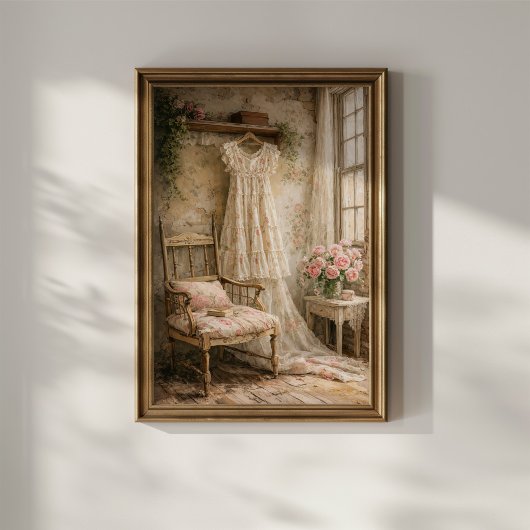 Poster Robe Fleurie Shabby Chic