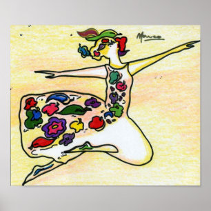 Poster Robe florale couleur aquarelle Ballerina