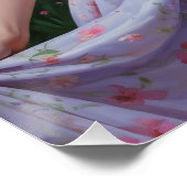 Poster Robe Florale violette Brunette Pin Up (Coin)