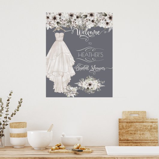 Poster Robe Mariage Boho Décontractée Aquarelle Fête des  (Cuisine)