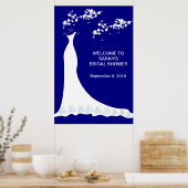 Poster robe mariage, fleur sur bleu marine (Cuisine)