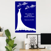 Poster robe mariage, fleur sur bleu marine (Bureau à domicile)
