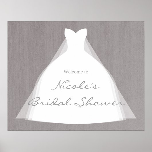 Poster Robe mariage Moderne Glamour Fête des mariées Gris (Devant)