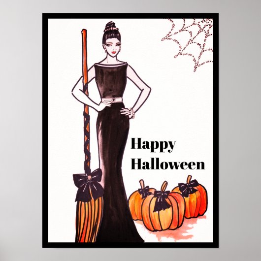 Poster Robe noire élégante classique d'Halloween (Devant)