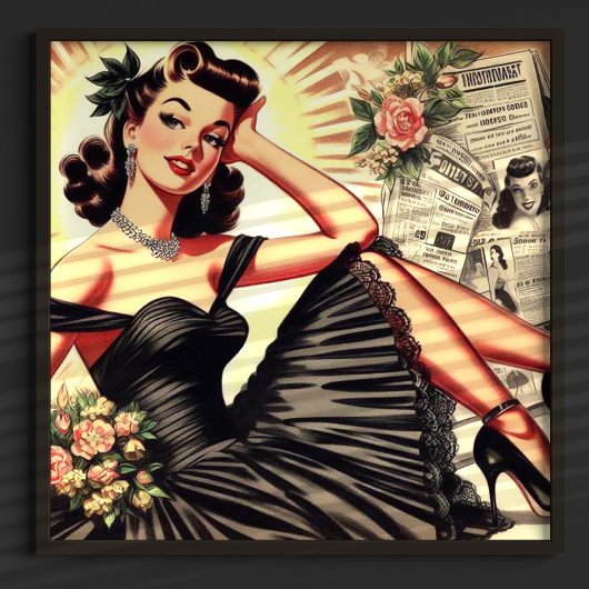 Poster Robe noire mignonne Pin-up