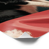 Poster Robe rose blonde avec chat noir et blanc (Coin)