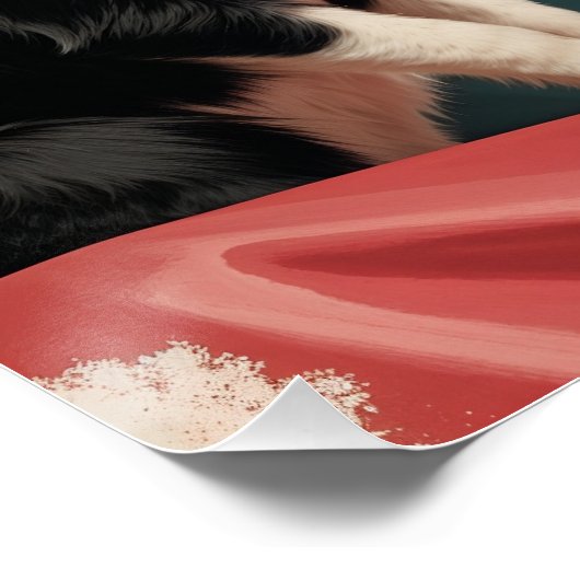 Poster Robe rose blonde avec chat noir et blanc (Coin)