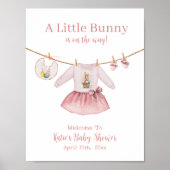 Poster Robe Rose Bunny de Pâques Baby shower Bienvenue (Devant)