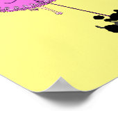 Poster Robe rose mignonne Poodle noir dessin original (Coin)