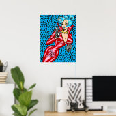 Poster Robe Vana DeVinyl™/Vinyle Rouge/Léopard Bleu (Bureau à domicile)