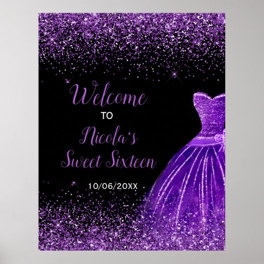 Poster Robe violette foncée Faux Parties scintillant Douc (Devant)