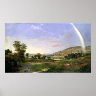 Poster Robert S. Duncanson Paysage avec arc-en-ciel
