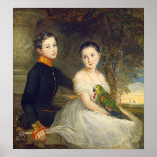 Poster Robertson - Enfants au perroquet
