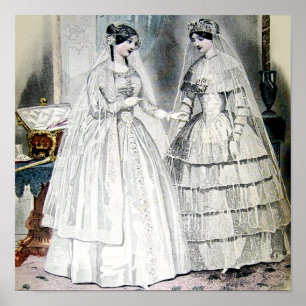 Poster Robes de mariée blanc antique
