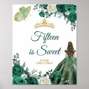 Poster Robes vert émeraude Quinceañera Quinze est doux
