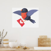 Poster Robin Bird Flying with Red Heart Love Letter (Cuisine)