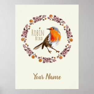 Poster Robin Botanical Fleurs vintages pour amoureux des
