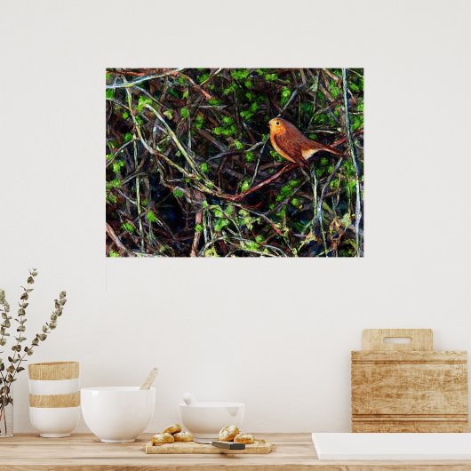 Poster Robin dans une haie (Cuisine)