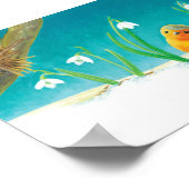 Poster Robin Oiseau, neige et gouttes de neige Illustrati (Coin)