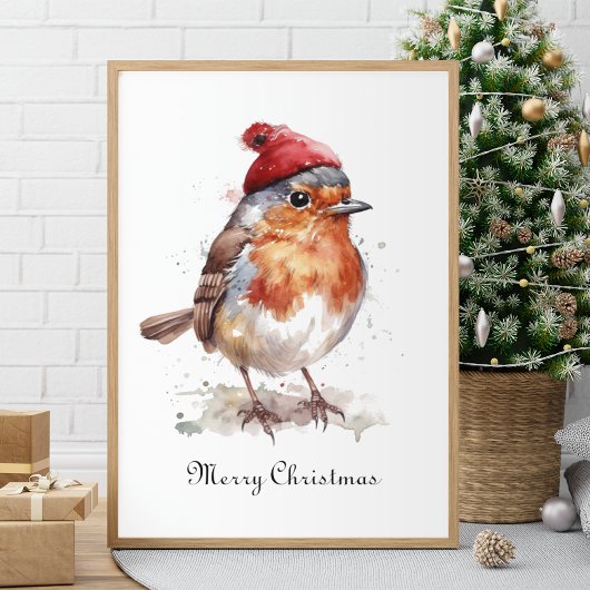 Poster Robin rouge de Noël personnalisable