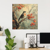 Poster robin rouge sur une branche d'arbre (Bureau à domicile)