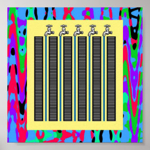 Poster Robinet D'Eau : Faucilles D'Eau Courante Illusion 