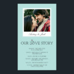 Poster Robin's Egg Blue Wedding Love Story<br><div class="desc">This chic, robin's egg blue poster makes for a fun and cute decoration at your wedding reception, where your guests can read all the little steps leading up to your wedding day. Your first date, your first kiss, the proposal... Add a romantic photo of the two of you, with your...</div>