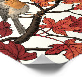 Poster Robins in maple tree on off white (Coin)