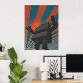 Poster Robot 4 de style rétro (Bureau à domicile)