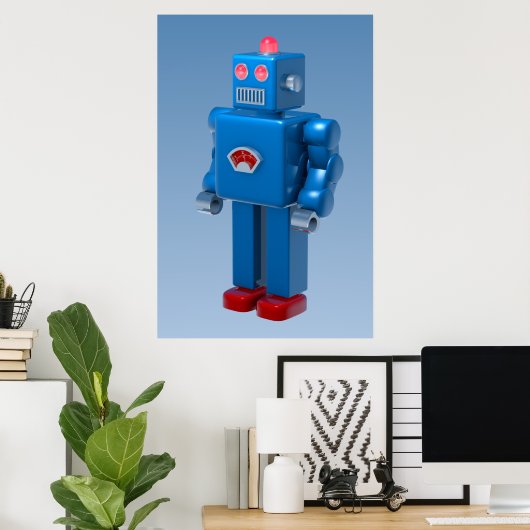 Poster Robot bleu (Bureau à domicile)
