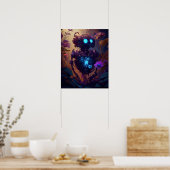 Poster Robot bleu brillant & Fleurs violettes (Cuisine)