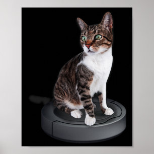 Poster Robot Cat Vacuum Cleaner Feline Animal Cute Cat
