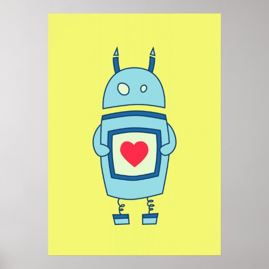 Poster Robot Clair Et Mignonne Avec Coeur (Devant)