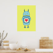 Poster Robot Clair Et Mignonne Avec Coeur (Cuisine)