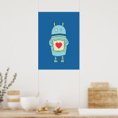 Poster Robot Clumsy Bleu Cute Avec Coeur (Cuisine)